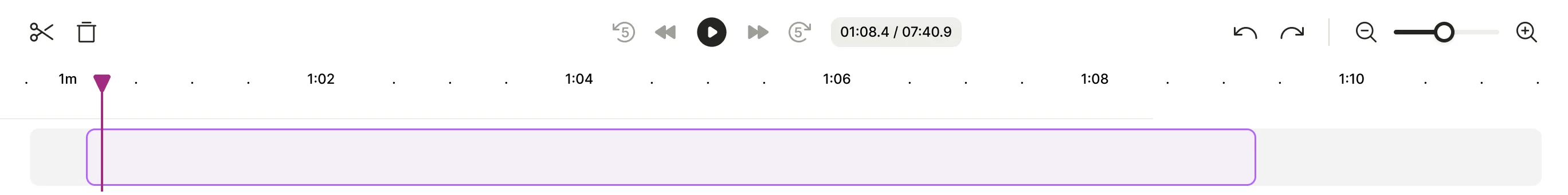 The timeline editing interface